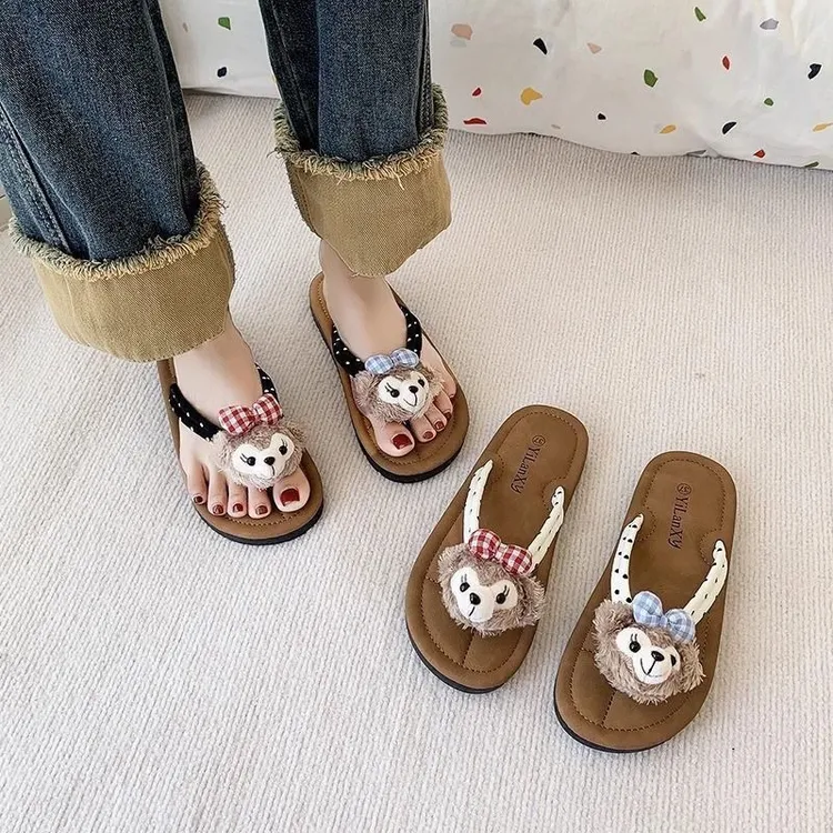 卡通可爱人字拖女夏季外穿软底时尚2025年新款百搭网红ins凉拖鞋