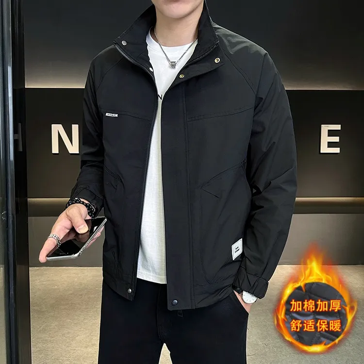 新款男士春季外套立领工装夹克韩版潮流百搭休闲痞帅上衣2407