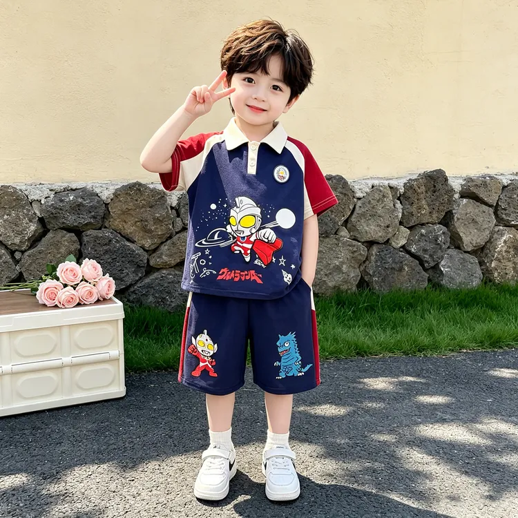 奥特曼儿童衣服2026新款洋气男童套装男孩POLO衫宝宝时髦薄款夏装