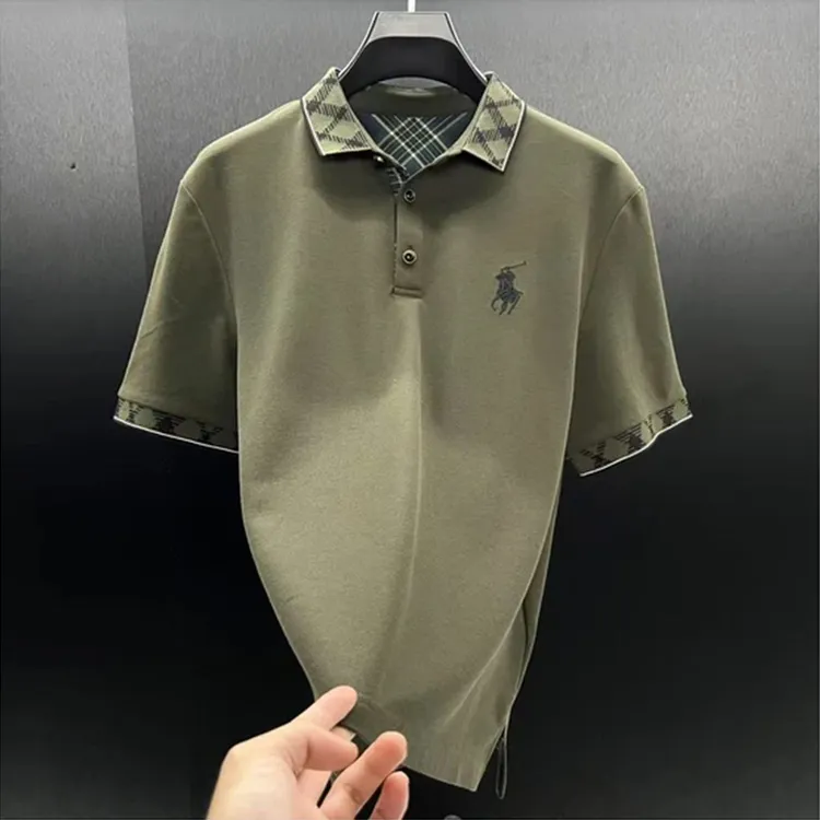 2025夏季新款高奢刺绣短袖POLO衫男士休闲时尚欧洲站男装潮牌半袖