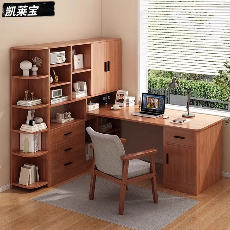 书桌书架一体桌转角电脑桌家用办公桌L型拐角桌卧室学生学习桌子