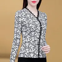 GF#876 打底衫女长袖秋冬新款时尚百搭v领内搭小衫加绒加厚收腰上