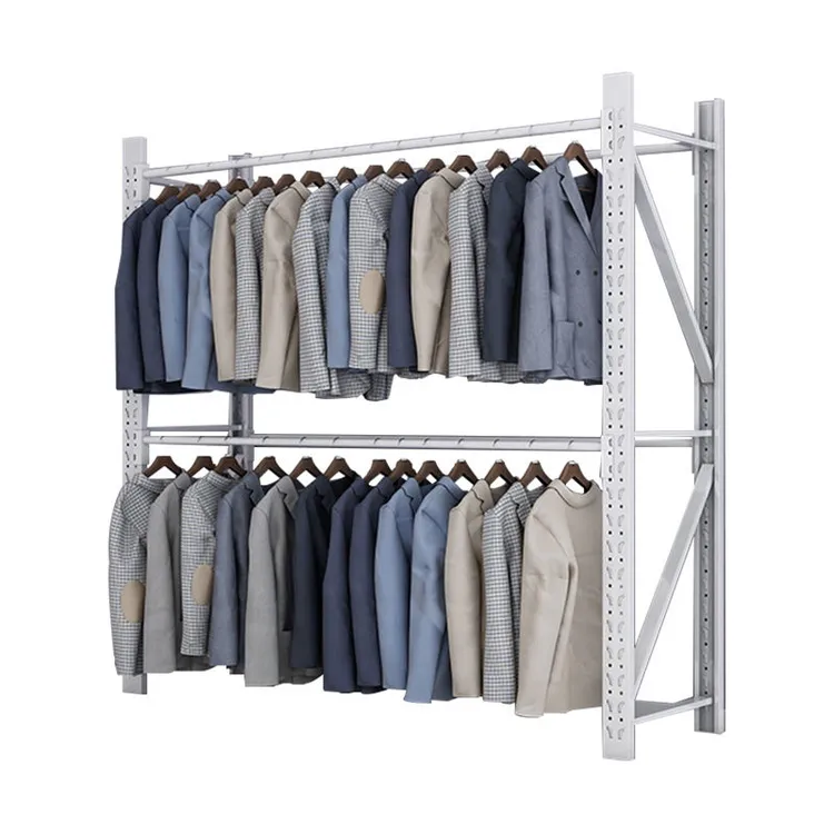 加厚仓库挂衣架挂衣服库房圆管服装可调型服装展示架仓库直销商用