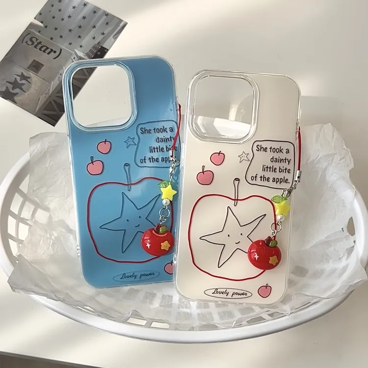 雅天立ins星星苹果挂件适用iPhone16苹果手机壳华为vivo小米oppo