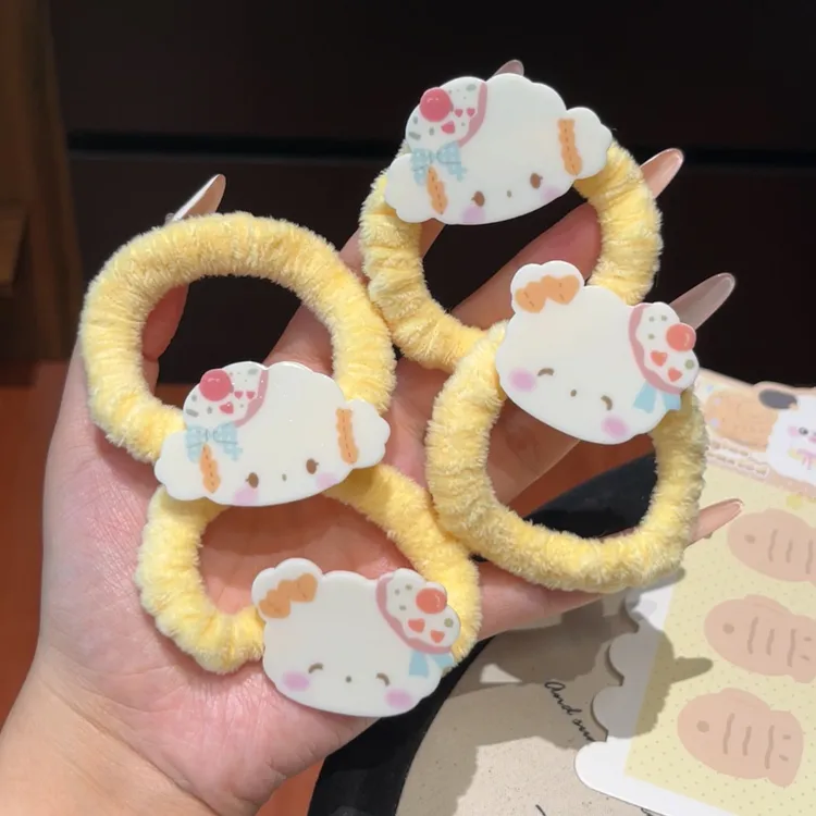 秋冬奶呼呼小羊小麦云发圈可爱风少女奶黄毛绒小肠圈日系马尾发饰