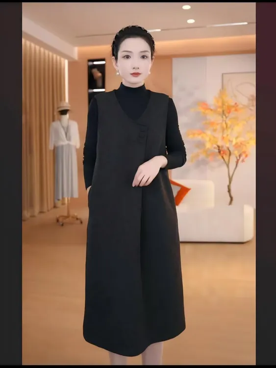 背心裙无袖套头简约气质轻奢时尚休闲百搭连衣裙宽松中长款马甲裙