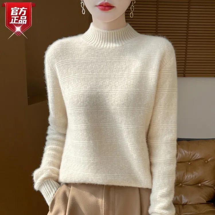 断码特价纯羊毛衫女秋冬季新款半高领针织打底衫韩版提花加厚毛衣