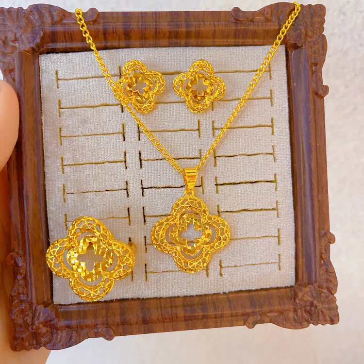 铜合金吊坠 2211新款三件套首饰项链戒指耳环