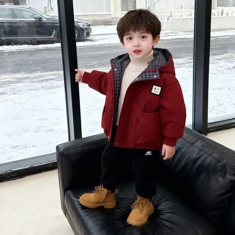 儿童棉服男童冬季帅气韩版棉袄外套2025新款男宝冬装加绒保暖衣服