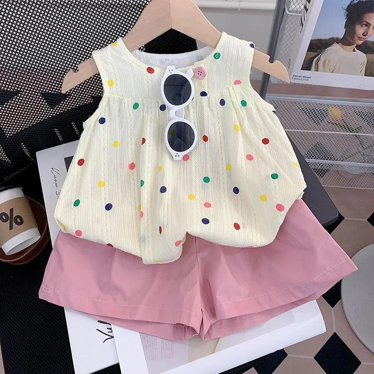 女童套装2025夏装新款儿童洋气背心夏季薄款短裤两件套无袖外穿