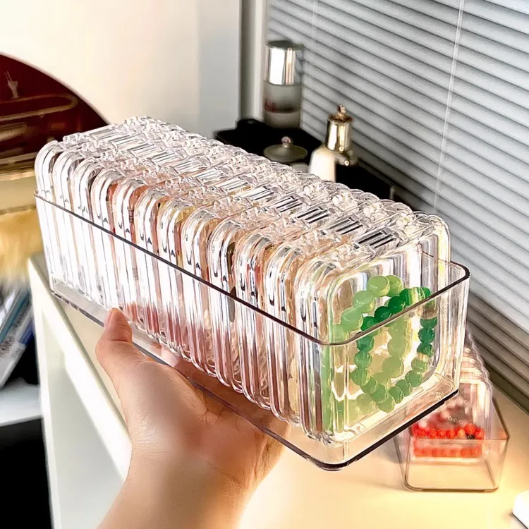 （文玩珠子防氧化首饰盒子）透明水晶手串收纳密封消磁手镯手链饰品