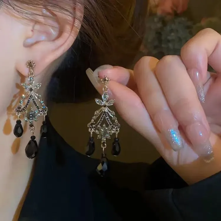 铜合金合成锆石耳饰 拼色/繁华气质耳环轻奢耳饰气质黄色百搭优雅