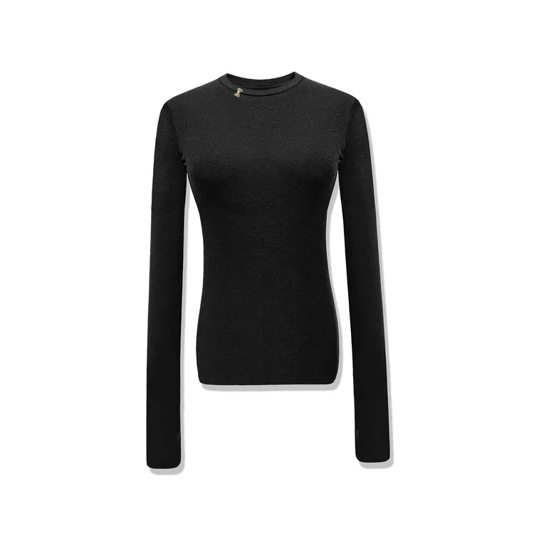 【圆领】JINNY Z / 黑色天丝羊毛无痕打底衫上衣60-3