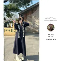 楠序源子【蓝屿风铃】微胖女装2025年秋装新休闲显瘦连衣裙 YZ35199
