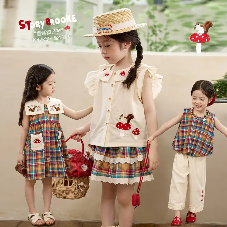 小O宝Okids童装 宝宝连衣裙小衫松鼠童话2025新款套系 OF534265