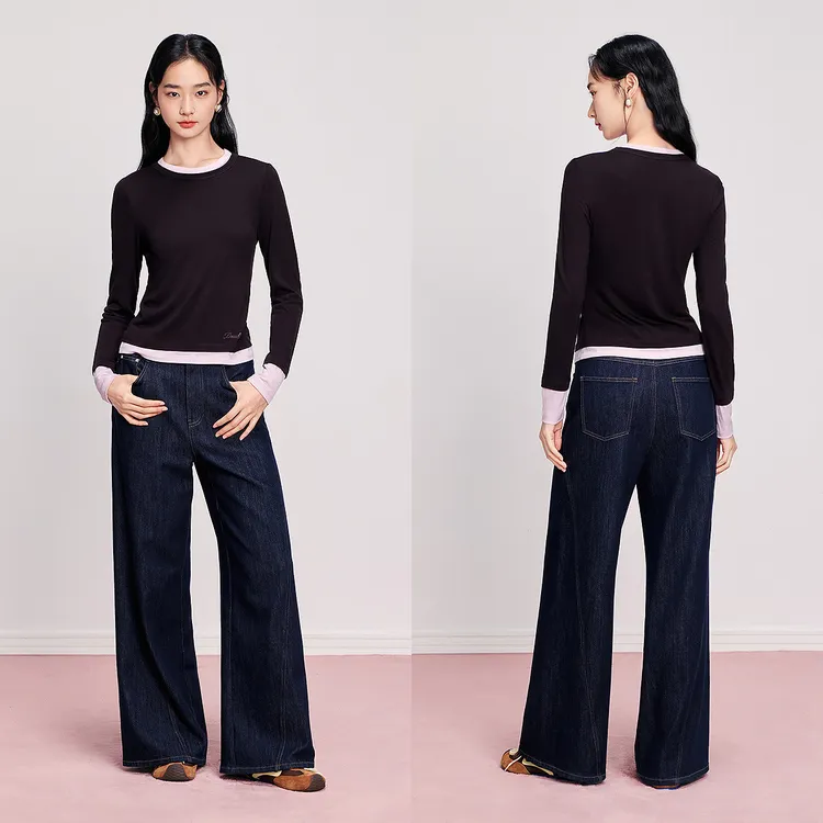 【舒软体感针织】天丝羊毛打底衫长袖上衣DOUBLOVE贝爱25秋季新款