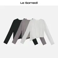 Le Samedi【向云端】松弛垂坠 流动感不对称下摆内收褶皱长袖T