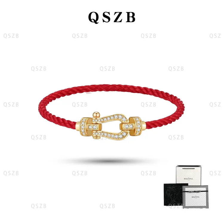 非金属合成锆石手镯 孙颖莎 满钻轻奢小号马蹄扣 蛇年情侣手绳链