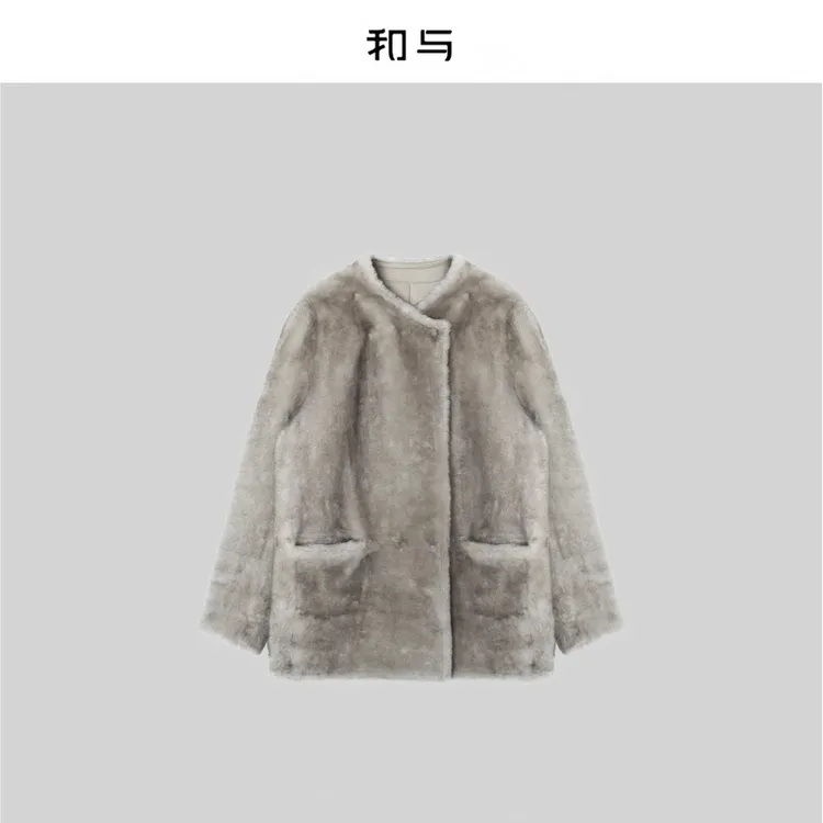 【X有吾WU·D武学凯】银蓝极简两面穿皮毛外套H54MDD30846