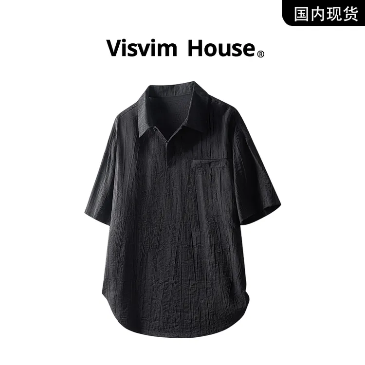 【品牌现货撤柜】VISVIM WINGS夏季薄款宽松冰丝速干大码短袖衬衫男