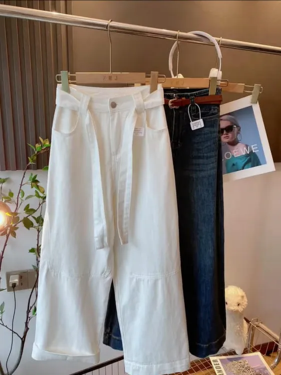 2025夏季新款高腰显瘦裤梨形身材显瘦时尚阔腿牛仔裤