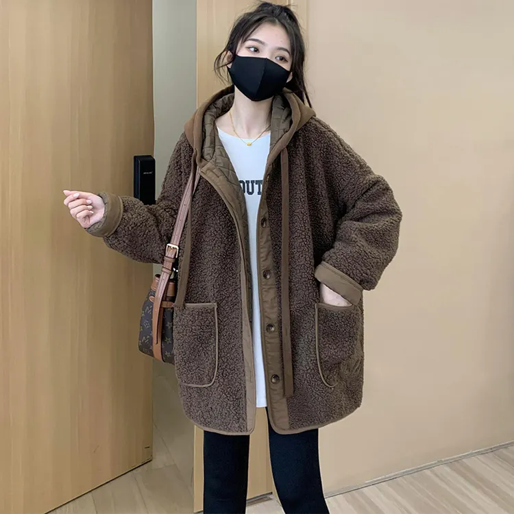 洛格连帽外套女秋冬2025新款爆款高级感宽松设计纯欲慵懒风女装潮