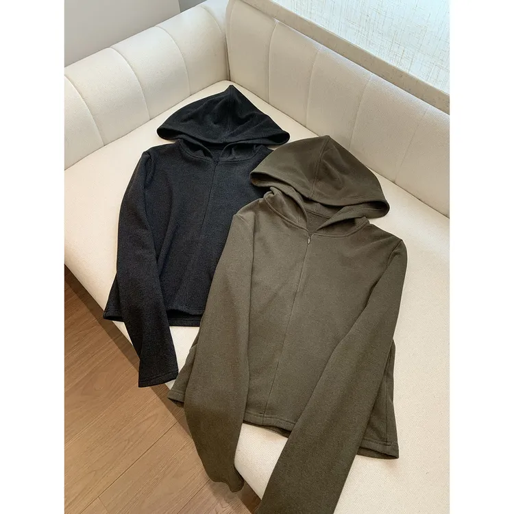 “德绒连帽衫”发热保暖内搭单穿半拉链连帽短款外套