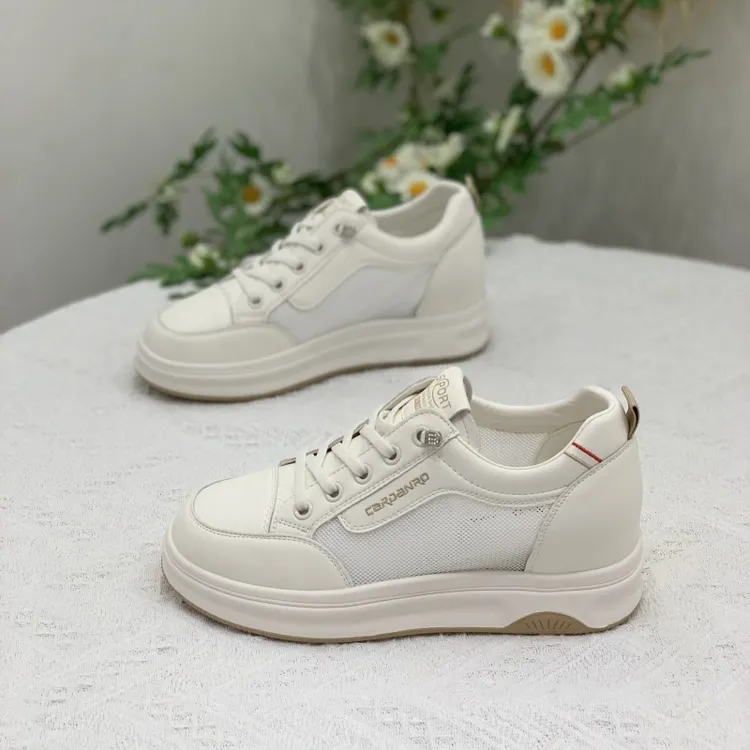 镂空单网小白鞋女2025年新款夏季内增高透气百搭爆款休闲运动板鞋