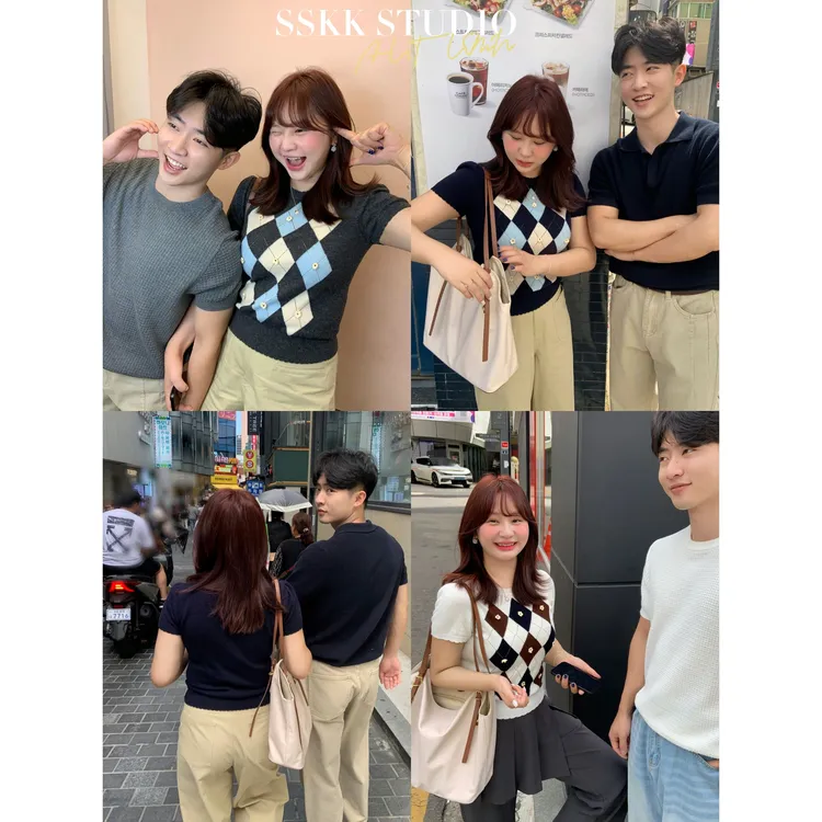 KMZY/KMZY山_山【夏日甜格】微胖韩版文艺菱格立体花朵毛织短袖上衣