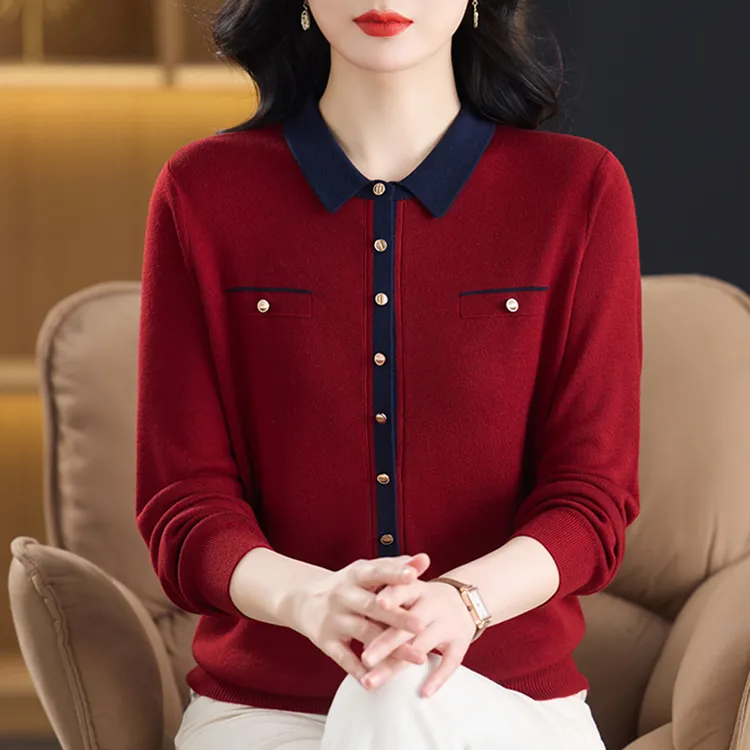 春装妈妈装中老年女装针织衫女士时尚百搭薄款毛衣大码宽松上衣