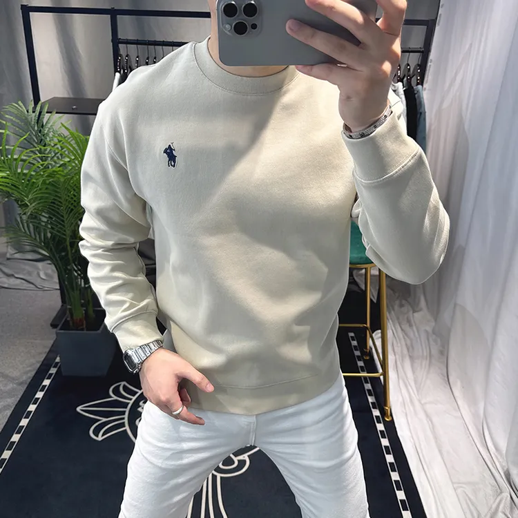 欧洲站2025新款高端刺绣卫衣男潮牌休闲圆领简约百搭春秋男士上衣