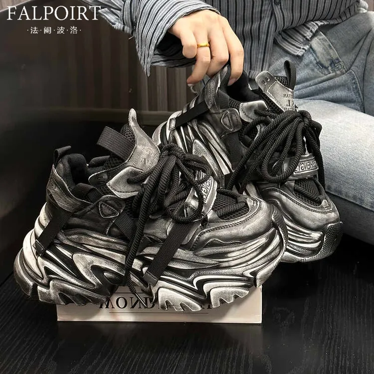 FALPOIRT 网红ins潮流老爹鞋女厚底内增高休闲脏脏鞋复古擦色做旧