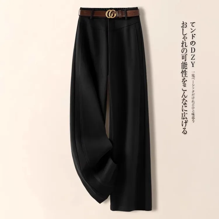 拉夏贝尔西装阔腿休闲裤女春秋2025新款时尚显瘦垂感窄版直筒裤
