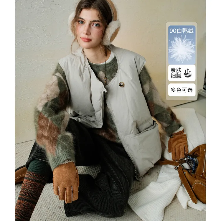 【轻暖派羽绒马甲】南瓜谷 高品质90白鸭绒女装羽绒服FX4BX0305-A