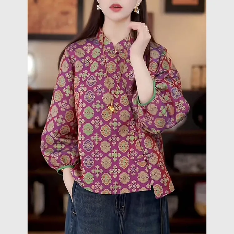 新中式国风女装知性风上衣2025早秋新款老钱风松弛感改良唐装衬衫
