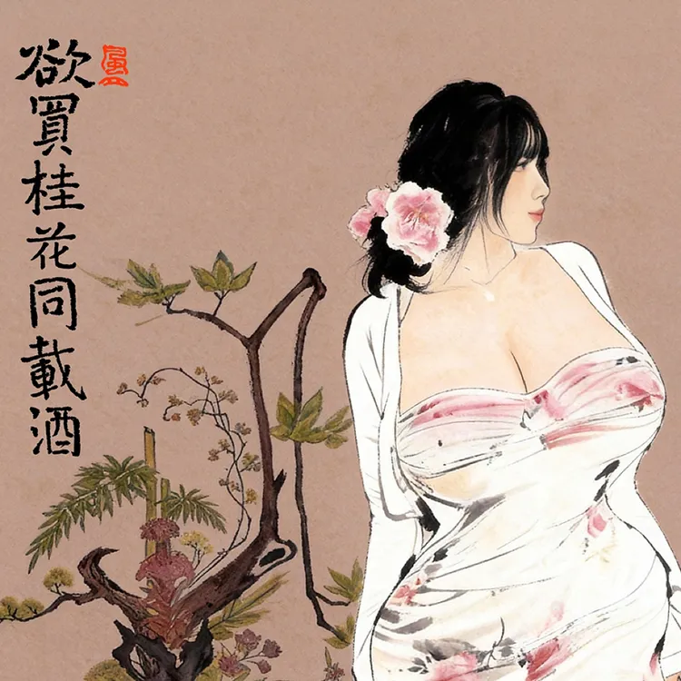 西门丈二美人图A4尺寸带框