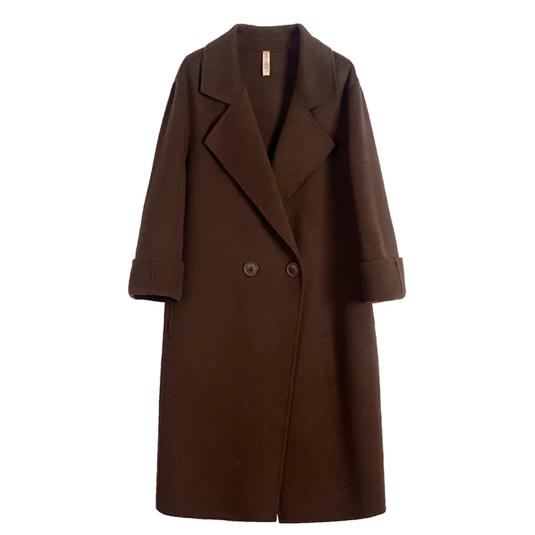 3302秋冬100%美澳毛双面大衣西装领九分袖时尚轻奢长款毛呢外套