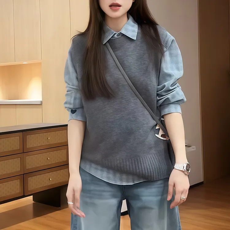 灰色针织圆领马甲女2025秋冬舒适质感日常百搭叠穿穿搭利落氛围感