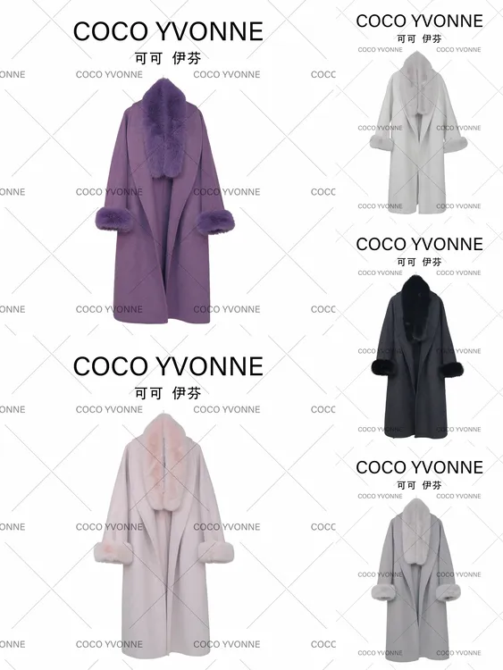 秋冬女毛呢外套慵懒可拆卸大衣时尚长款高奢冬季大衣25068