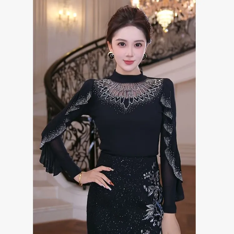 【芙娜妮】秋冬洋气高贵上衣针织打底衫女款爆款2025新款F2530846A