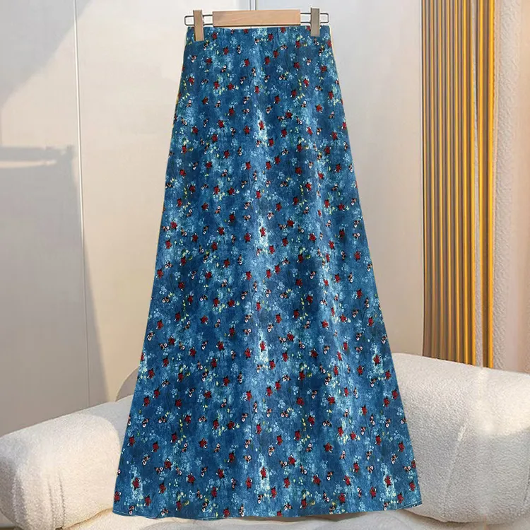 海边度假风碎花松紧腰半身裙女2025夏季新款气质百搭显瘦长裙