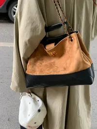 复古高级感链条腋下包包女士包2025新款麂皮绒托特包大容量单肩包