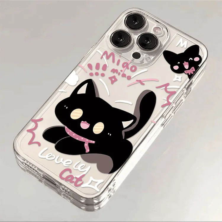 可爱黑猫适用苹果16PROMAX手机壳iPhone15/14可爱13软壳12高级感x