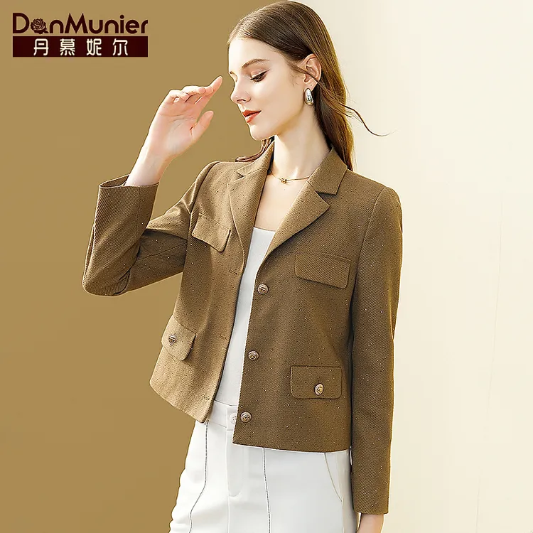 丹慕妮尔法式轻奢亮片小香风外套女2025秋冬新款气质高级感上衣