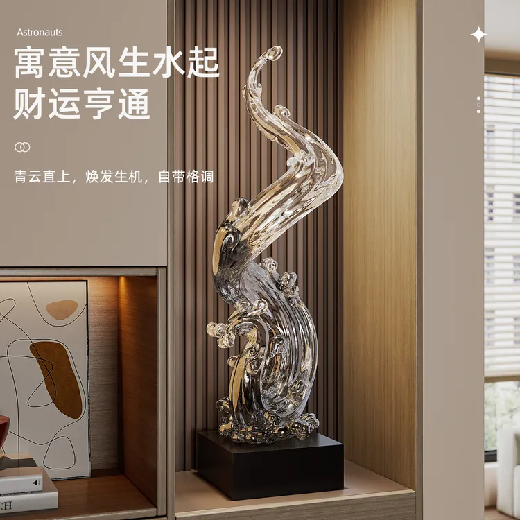 生财流水摆件入户玄关客厅沙发电视柜旁高档轻奢装饰品风生水起