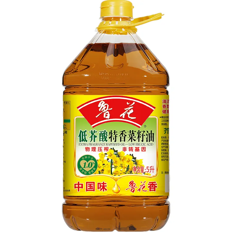 鲁花低芥酸特香菜籽油5L物理压榨健康好油5升一级家庭炒菜食用油