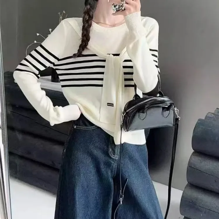 大码女装休闲风披肩假两件针织衫早秋新款胖mm显瘦内搭打底衫上衣