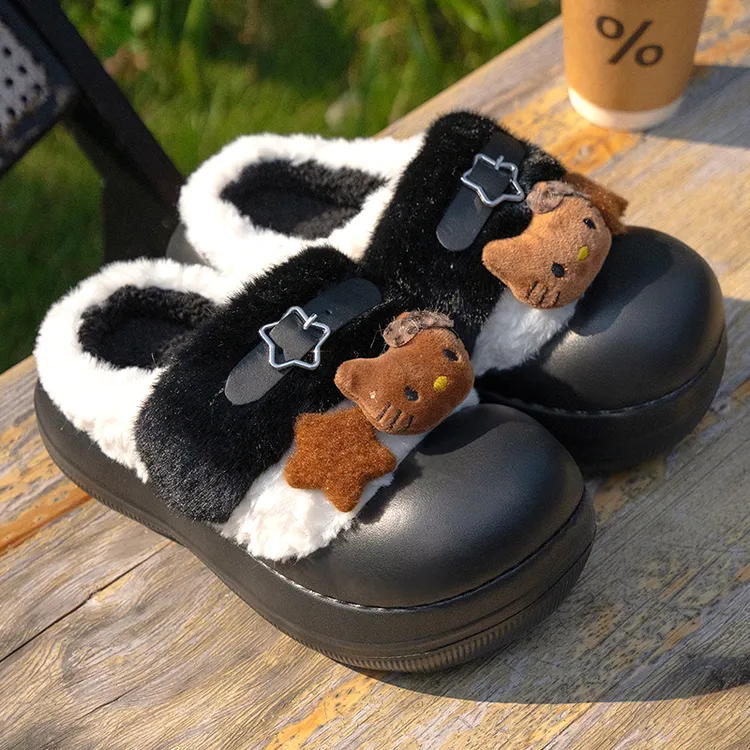 酷如意厚底棉拖鞋女士冬季2025新款时尚百搭外穿包头防撞防滑棉拖