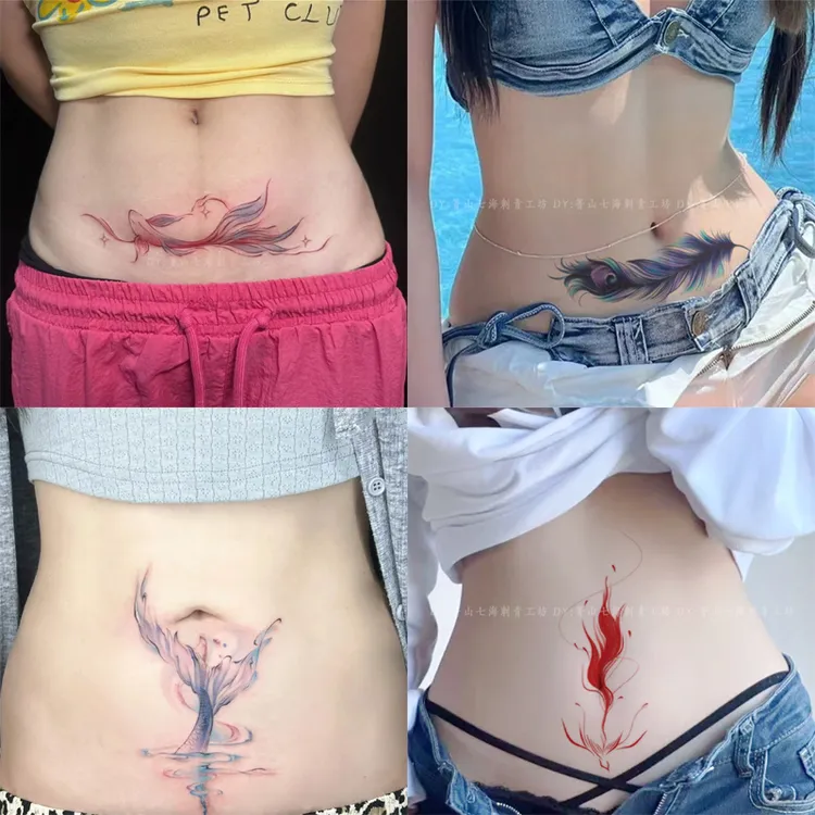 新款网红横竖遮疤贴纸纹身ins风持久防水女款高级性感凤凰可水洗