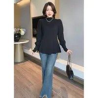 【DIS 现货】【黑糖烟岚】秋冬显瘦百搭收腰圆领长袖T恤Z525Y12686